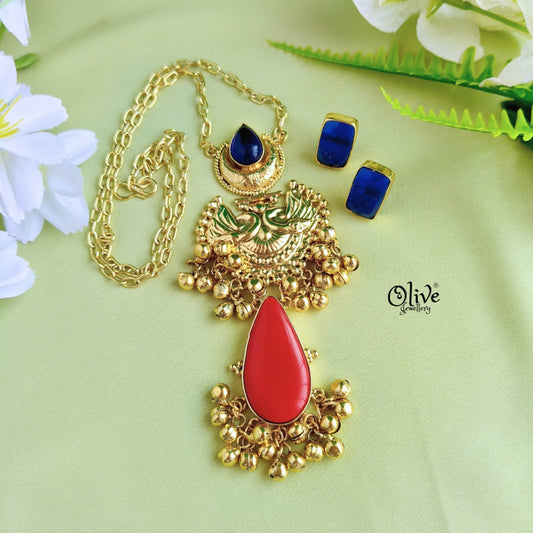 Golden Brass  Pendent Set - 68
