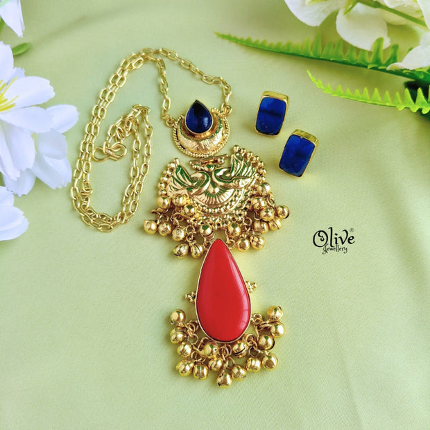Golden Brass  Pendent Set - 68