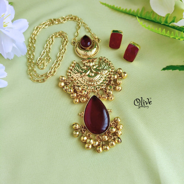 Golden Brass  Pendent Set - 69