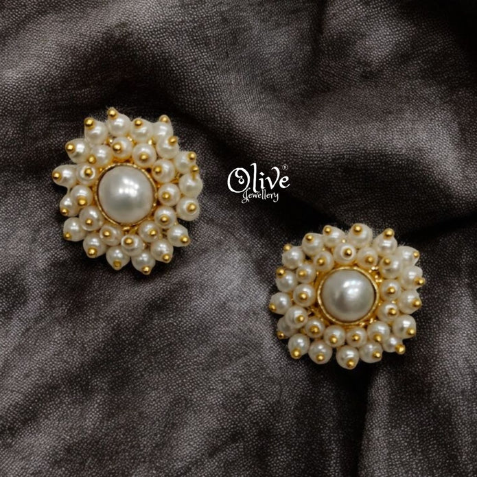 Golden Brass Earrings - 143