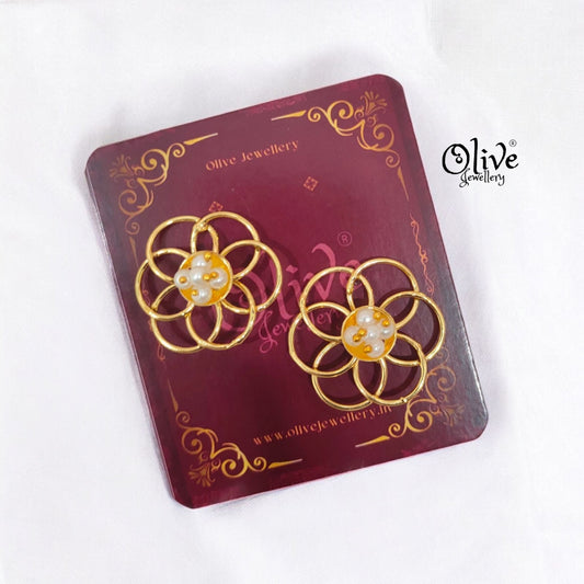 Golden Brass Earrings - 152