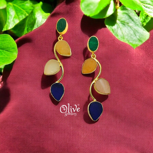 Golden Brass Earrings - 155