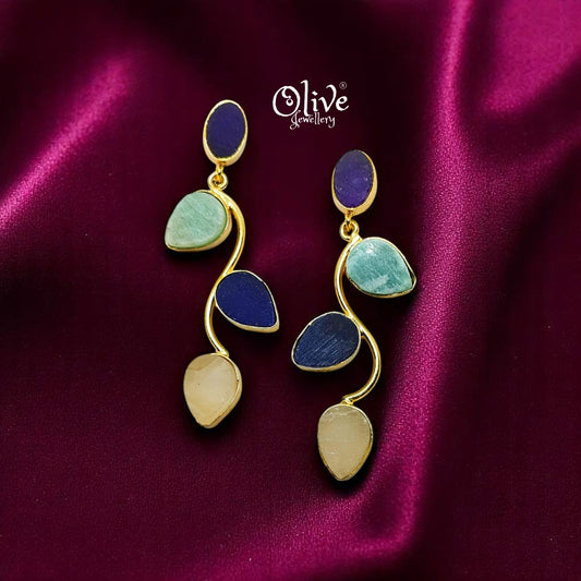 Golden Brass Earrings - 155