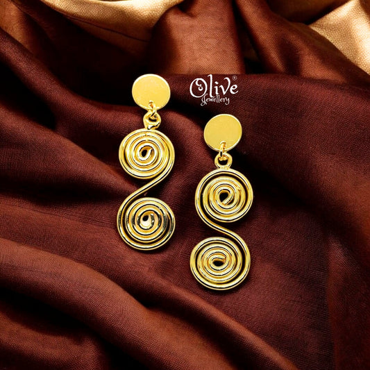 Golden Brass Earrings - 168