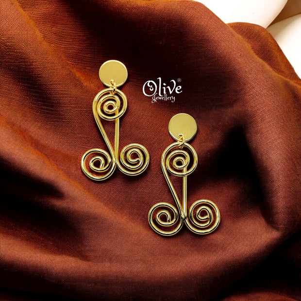 Golden Brass Earrings - 170
