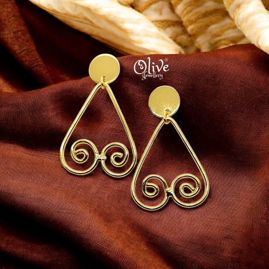 Golden Brass Earrings - 171