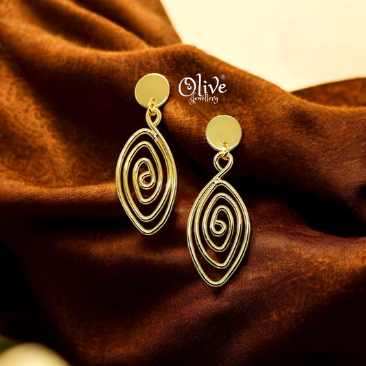 Golden Brass Earrings - 172