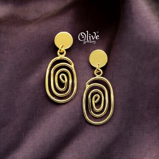 Golden Brass Earrings - 173
