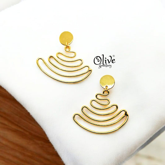 Golden Brass Earrings - 174