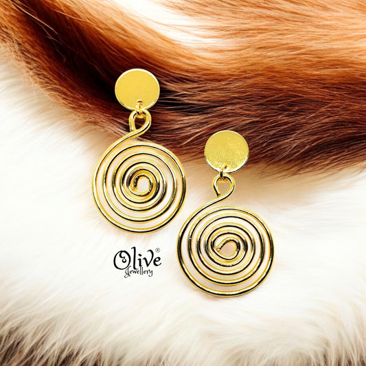 Golden Brass Earrings - 175