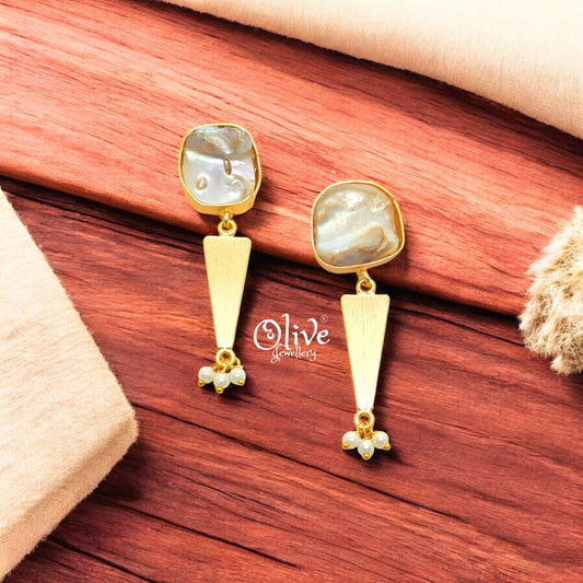 Golden Brass Earrings - 184