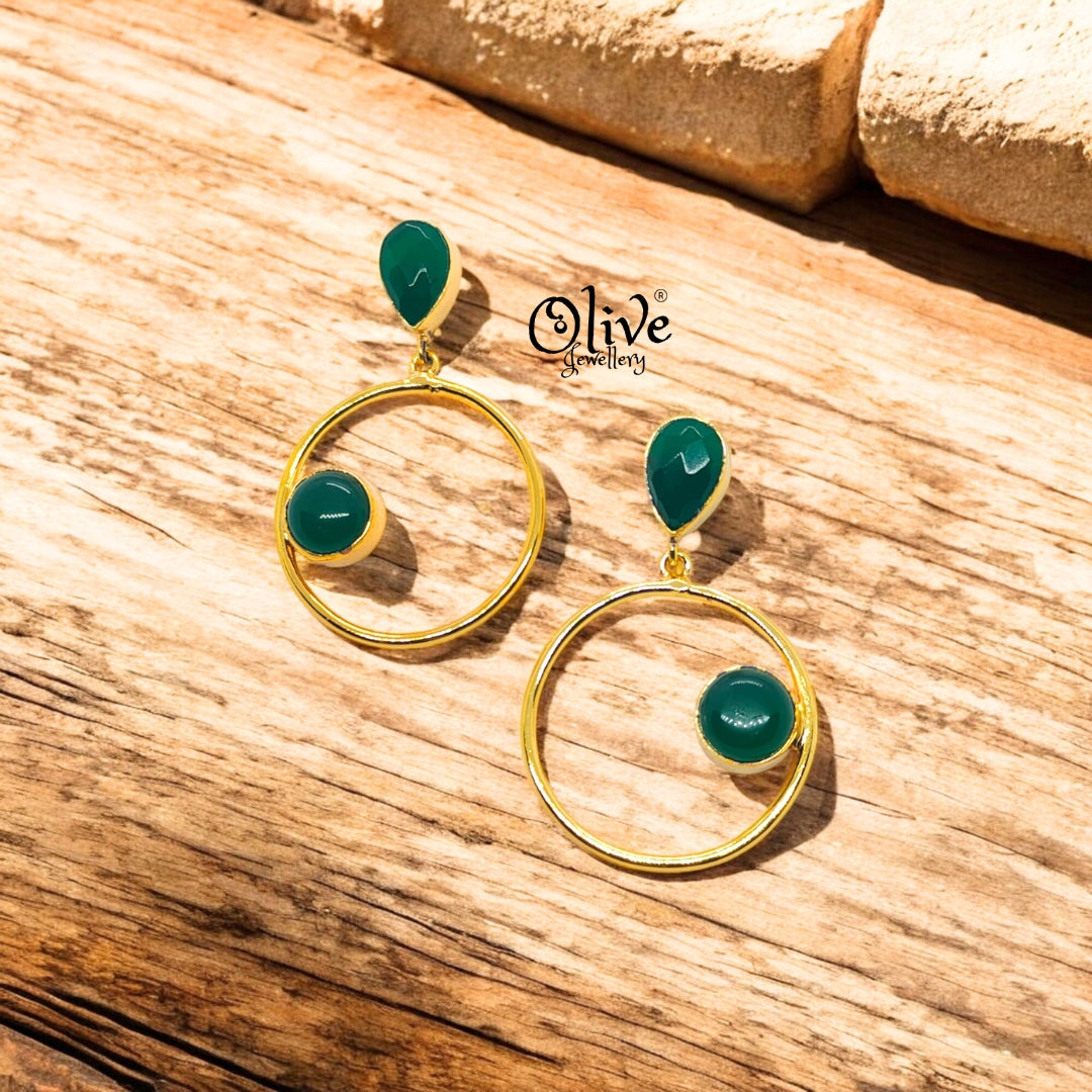 Golden Brass Earrings - 185