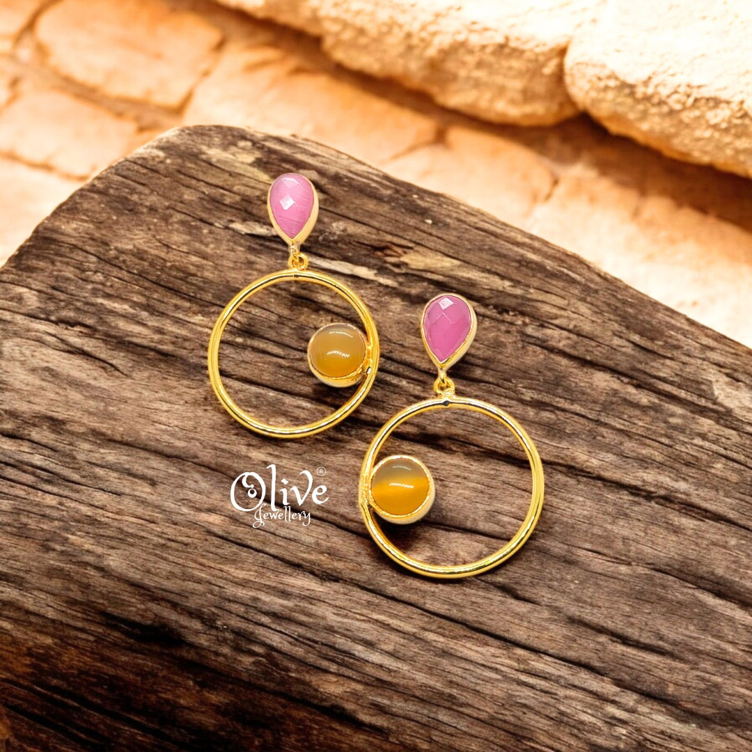 Golden Brass Earrings - 185