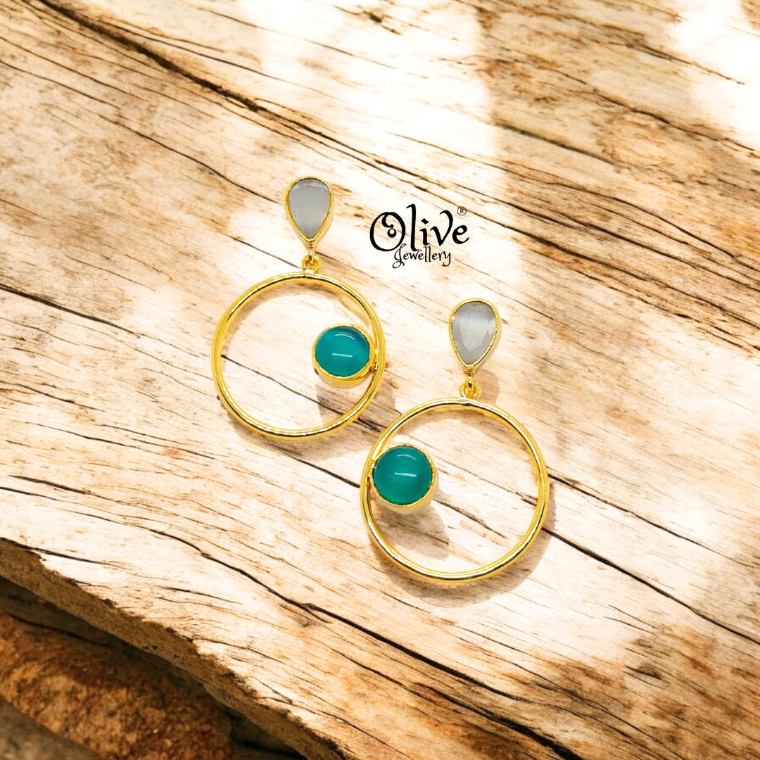 Golden Brass Earrings - 185