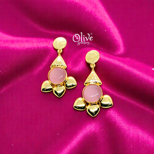 Golden Brass Earrings - 195