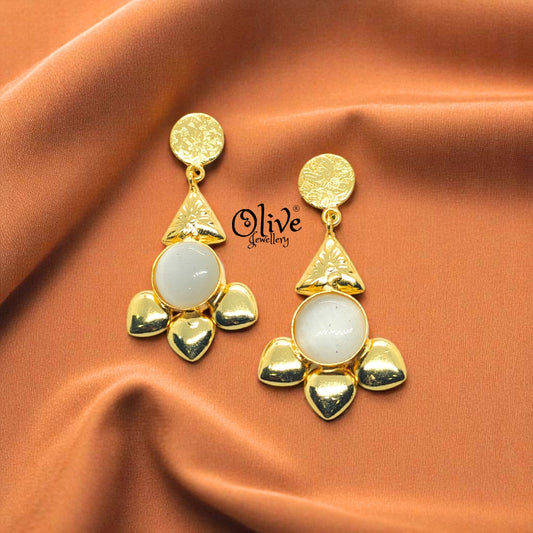 Golden Brass Earrings - 195