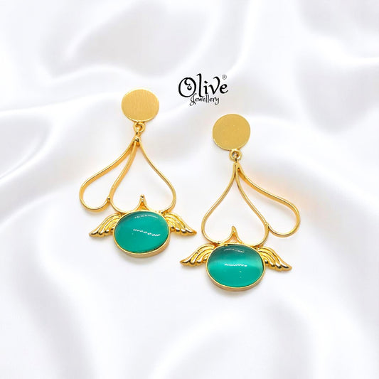 Golden Brass Earrings - 204
