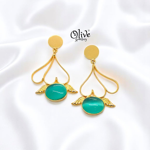 Golden Brass Earrings - 204