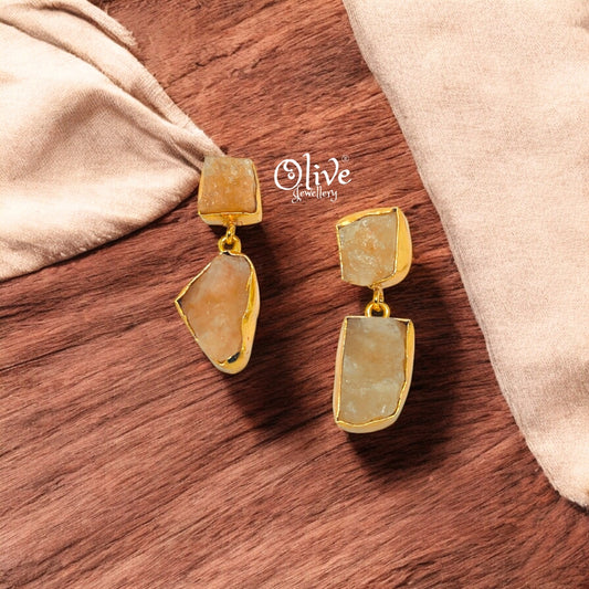 Golden Brass Earrings - 210