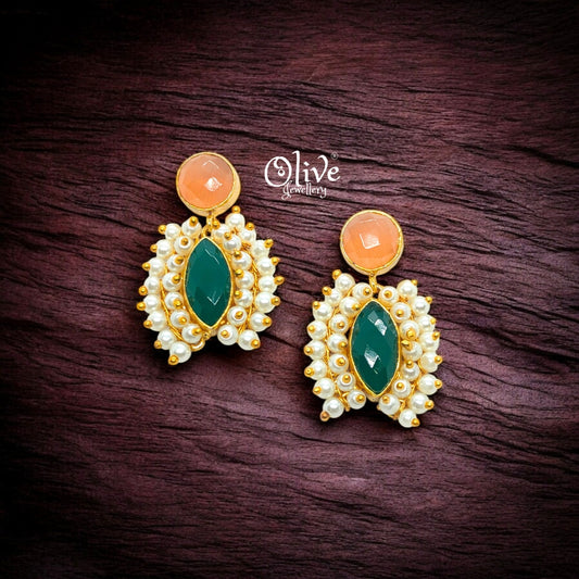 Golden Brass Earrings - 212