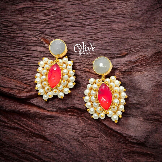 Golden Brass Earrings - 212