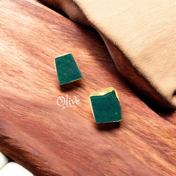 Golden Brass Earrings - 217