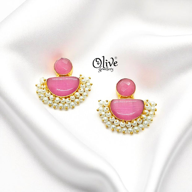 Golden Brass Earrings - 223