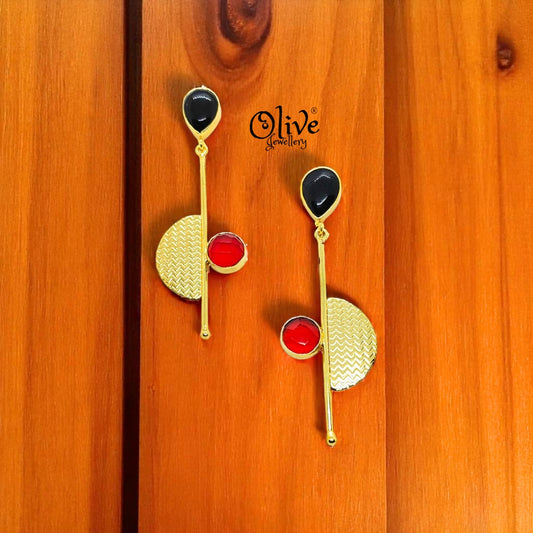 Golden Brass Earrings - 226