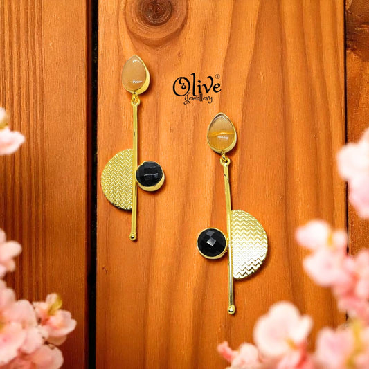 Golden Brass Earrings - 226