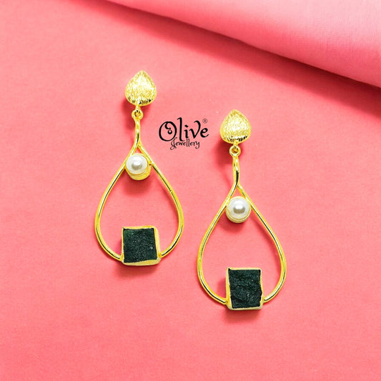 Golden Brass Earrings - 229