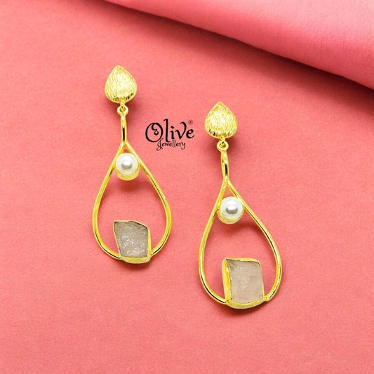 Golden Brass Earrings - 229