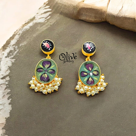 Golden Brass Earrings - 232