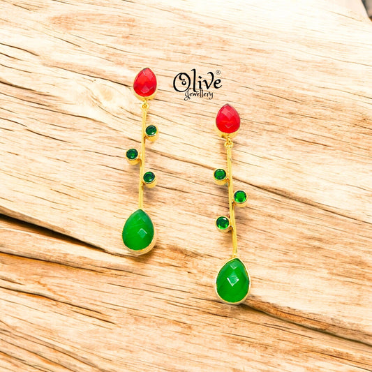 Golden Brass Earrings - 234