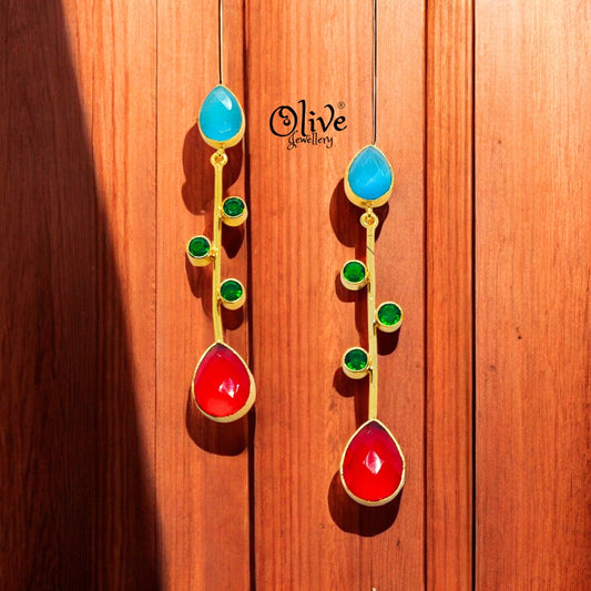 Golden Brass Earrings - 234