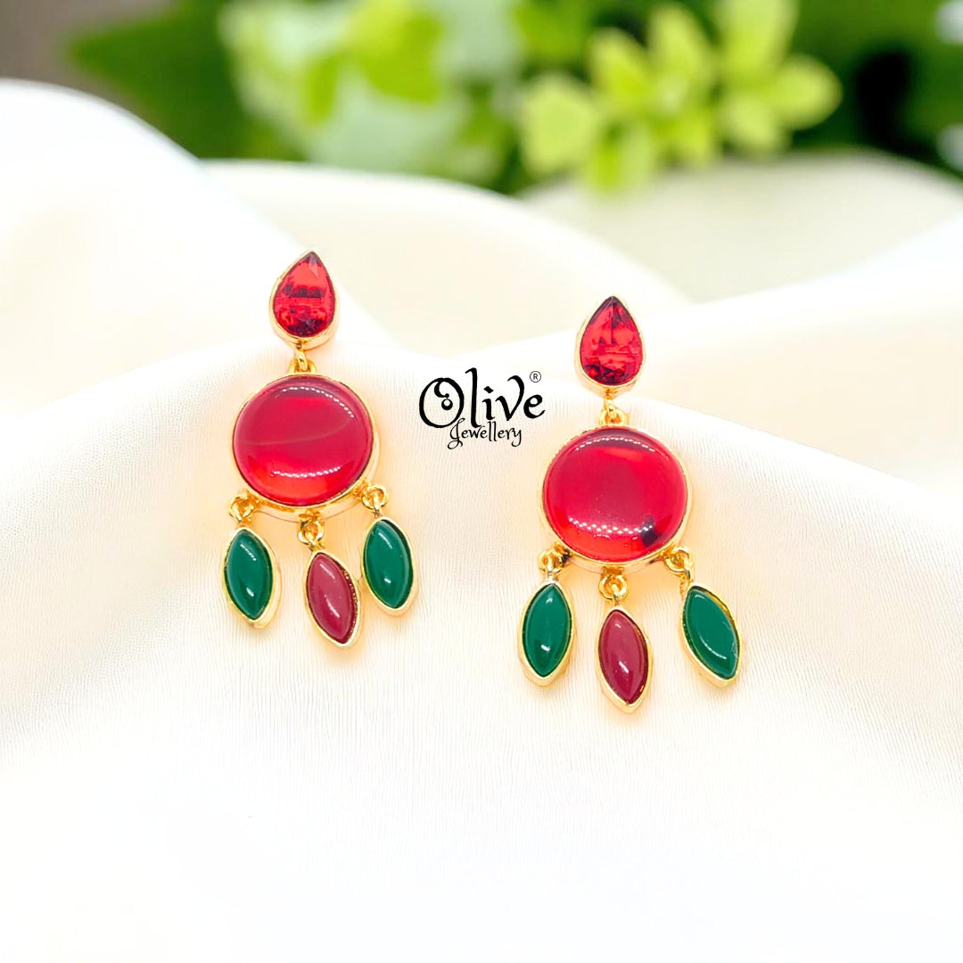 Golden Brass Earrings - 238