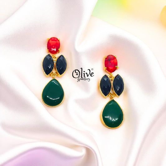 Golden Brass Earrings - 241