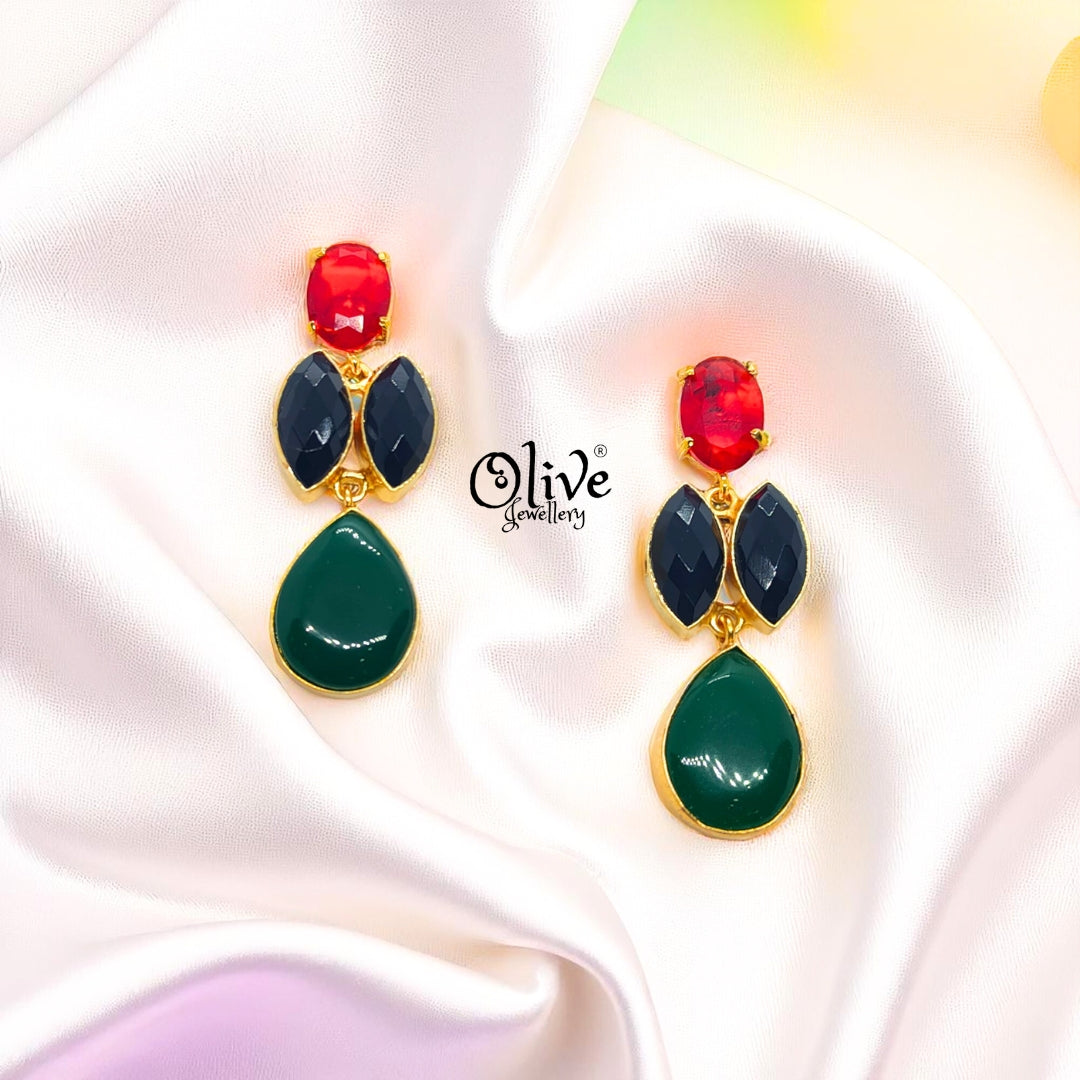 Golden Brass Earrings - 241