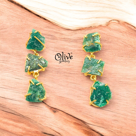 Golden Brass Earrings - 244