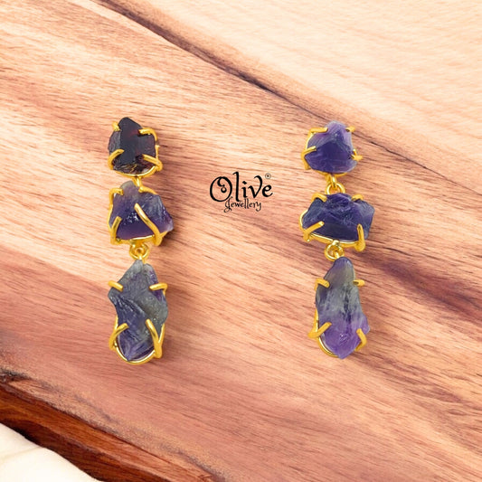 Golden Brass Earrings - 244