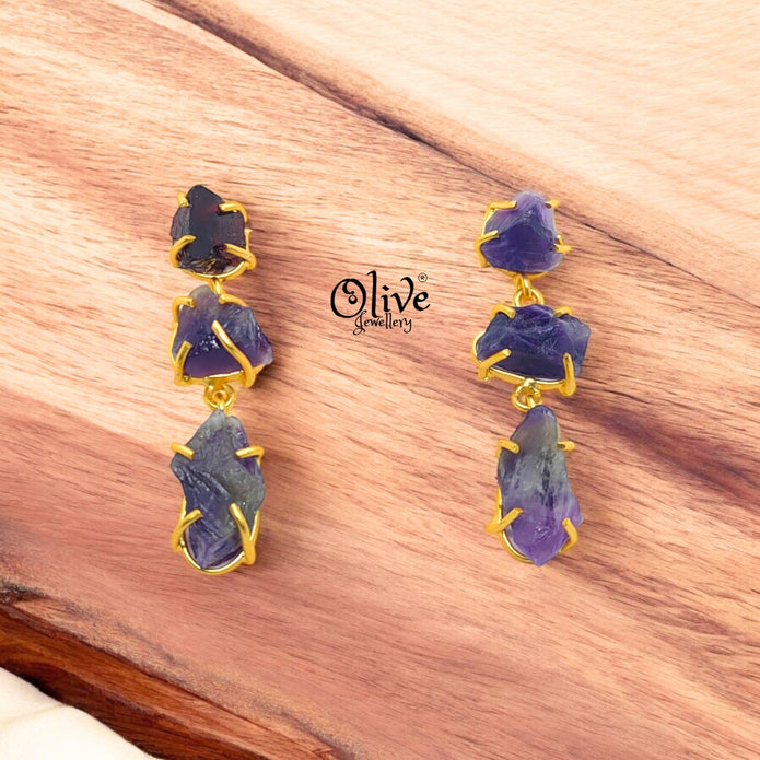 Golden Brass Earrings - 244