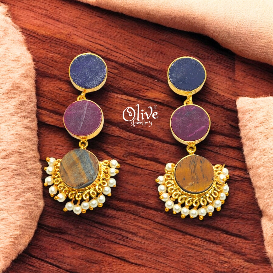 Golden Brass Earrings - 246
