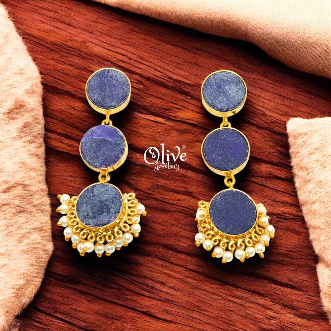 Golden Brass Earrings - 246
