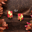 Golden Brass Earrings - 253 - Rough Stone