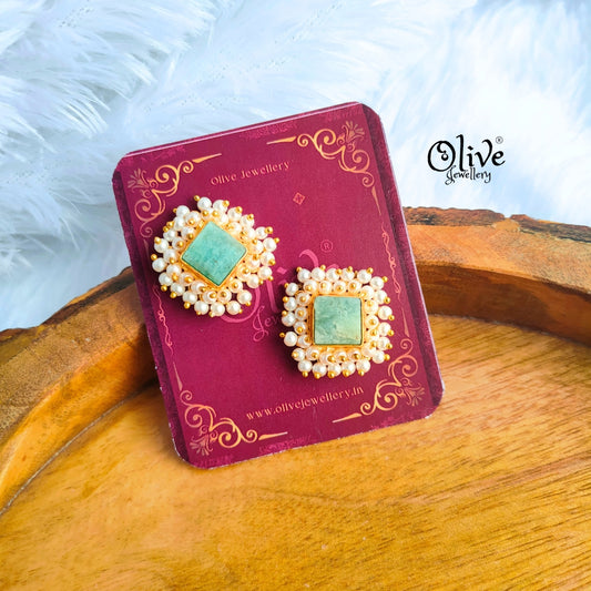 Golden Brass Earrings - 271