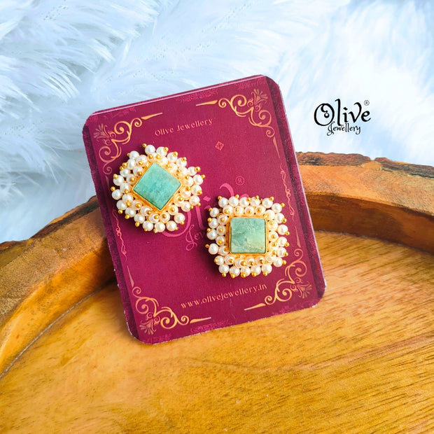 Golden Brass Earrings - 271