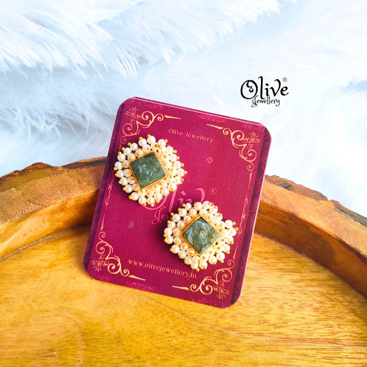 Golden Brass Earrings - 271