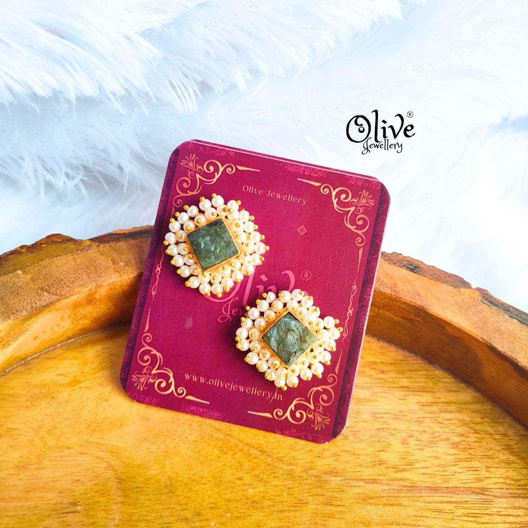 Golden Brass Earrings - 271