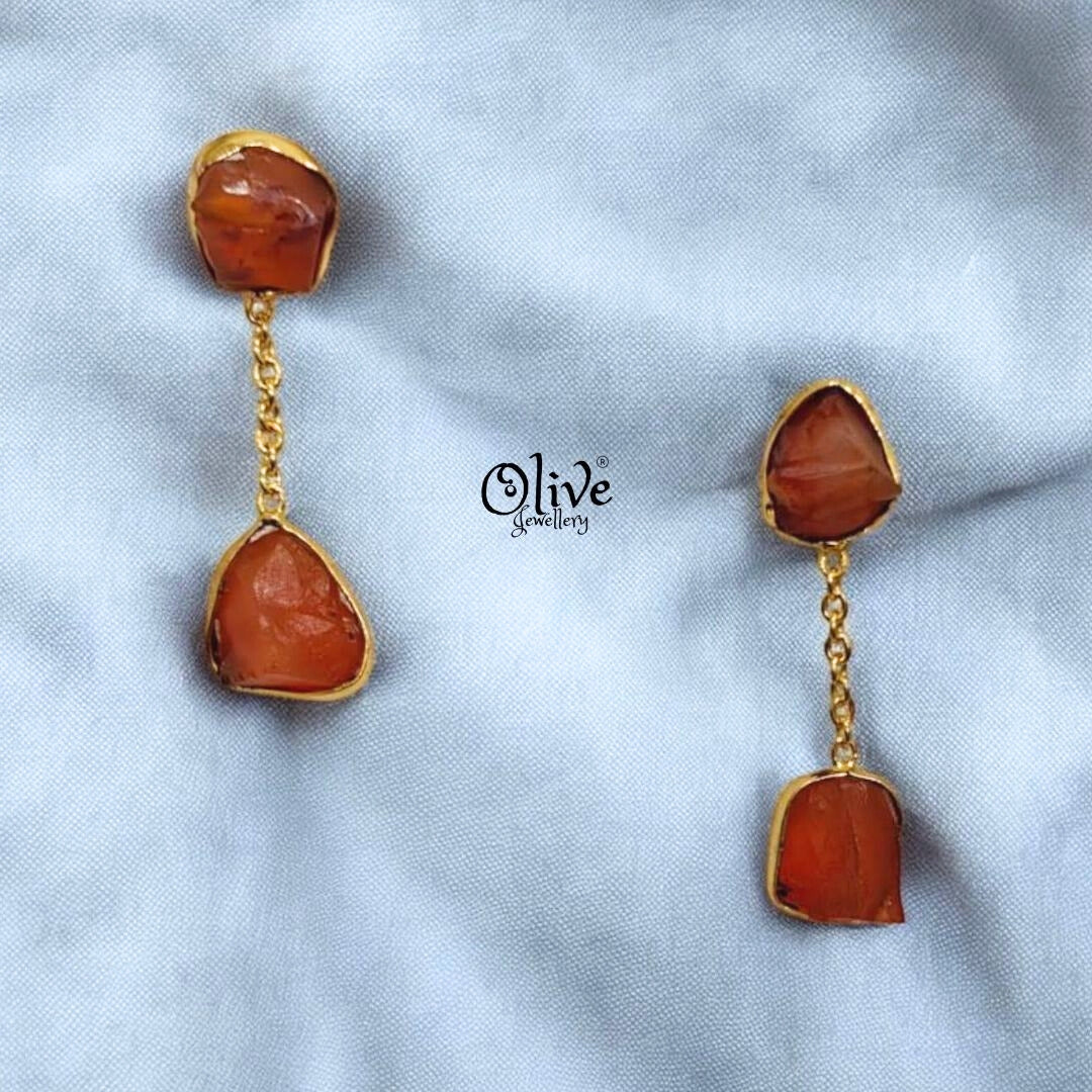 Golden Brass Earrings - 274