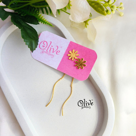 Golden Brass Earrings - 302