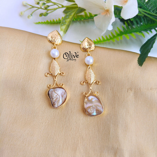 Golden Brass Earrings -304
